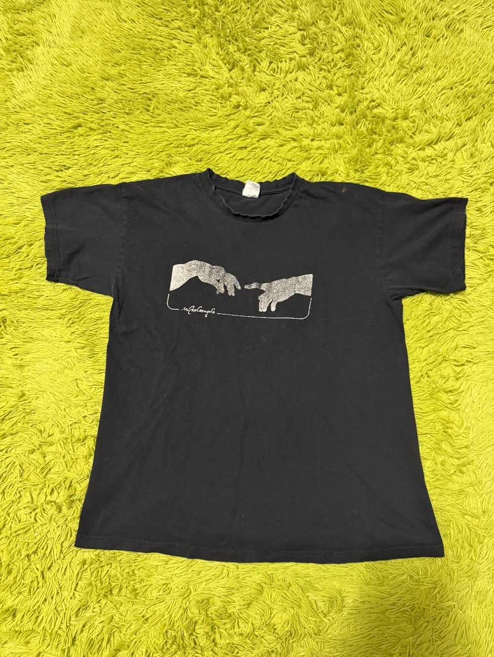 Vintage Michelangelo’s "The Creation of Adam" Hands Art Graphic T-shirt Size L